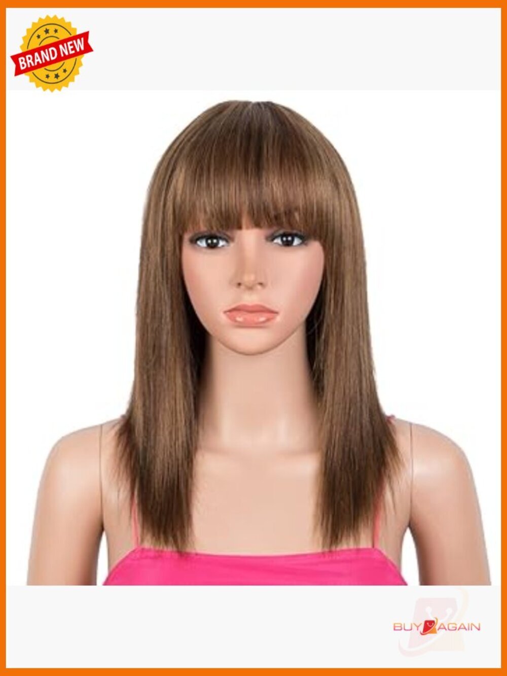 14 Inch Straight Wig with Bangs Human Hair Glueless Machine Made
